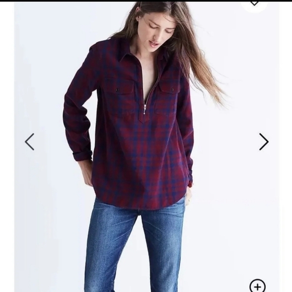 Madewell McKinney popover zip plaid shirt M - Picture 8 of 9